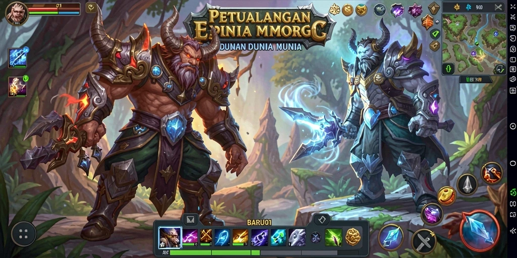 Tangkapan layar dari gameplay seru di BARU01 MMORPG.