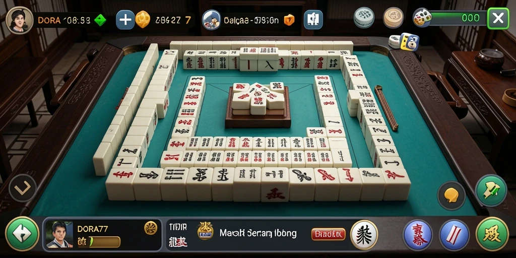 Tampilan pergantian kartu Mahjong yang menegangkan di DORA77.