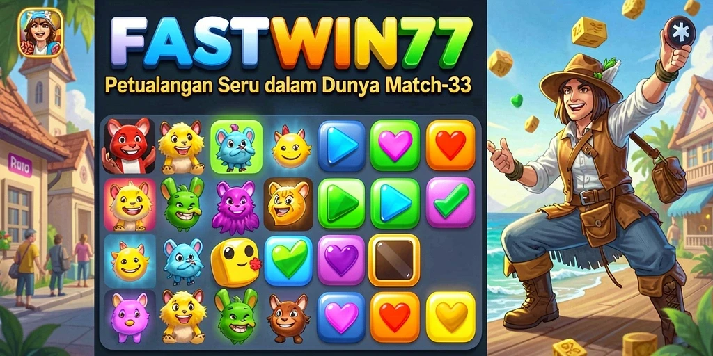 Tampilan gameplay utama FASTWIN77 dengan permata berwarna-warni.