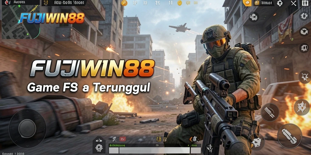 Screenshot gameplay FUJIWIN88 menampilkan aksi seru dalam pertempuran FPS.