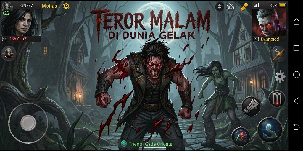 Screenshot gameplay menegangkan dari GN777 yang menampilkan suasana Horror.