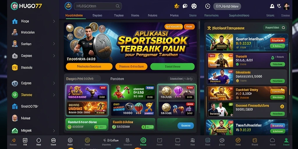 Tampilan utama HUGO77 dengan berbagai opsi taruhan olahraga.