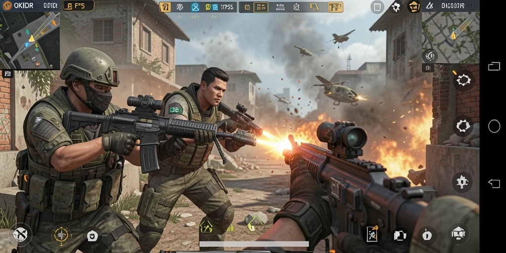 Gameplay seru di OKIDR yang penuh aksi FPS.