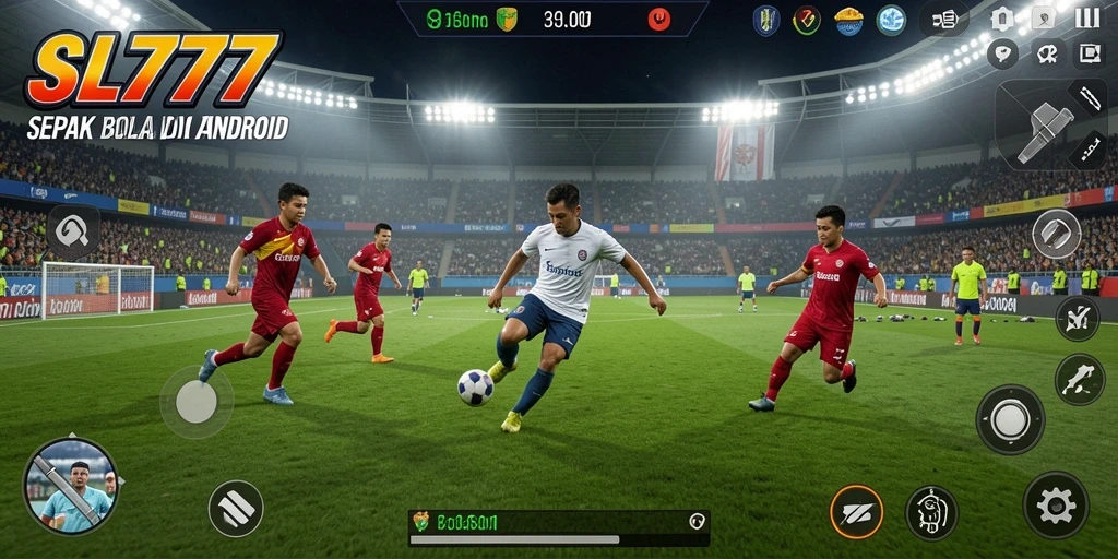 Tampilan gameplay <strong>SL777</strong> yang menegangkan dalam aksi pertandingan sepak bola.
