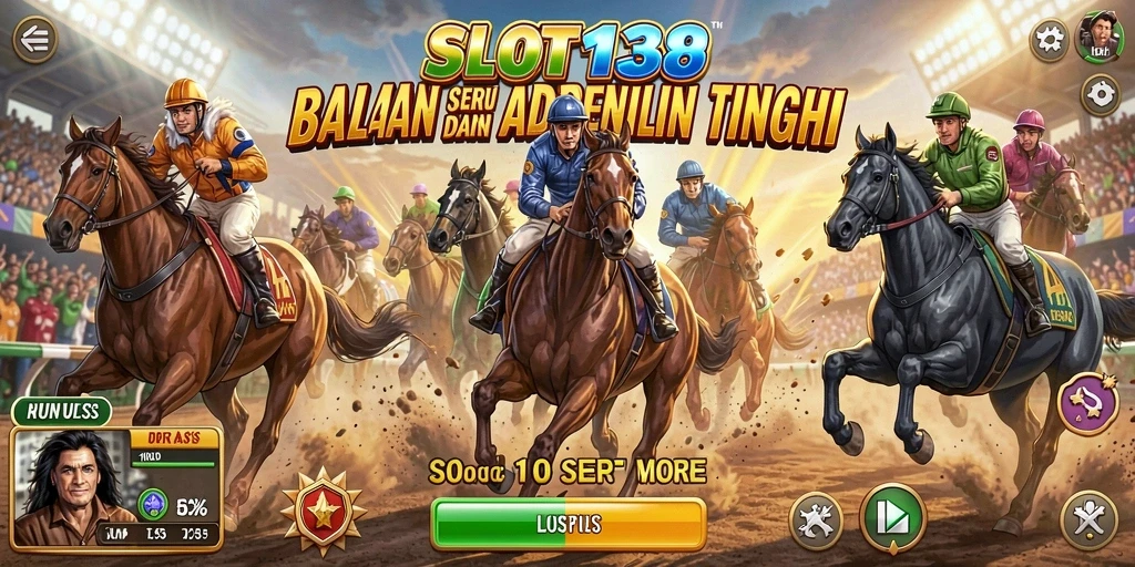 Tangkapan layar SLOT138 menampilkan balapan yang intens dengan kendaraan cepat.