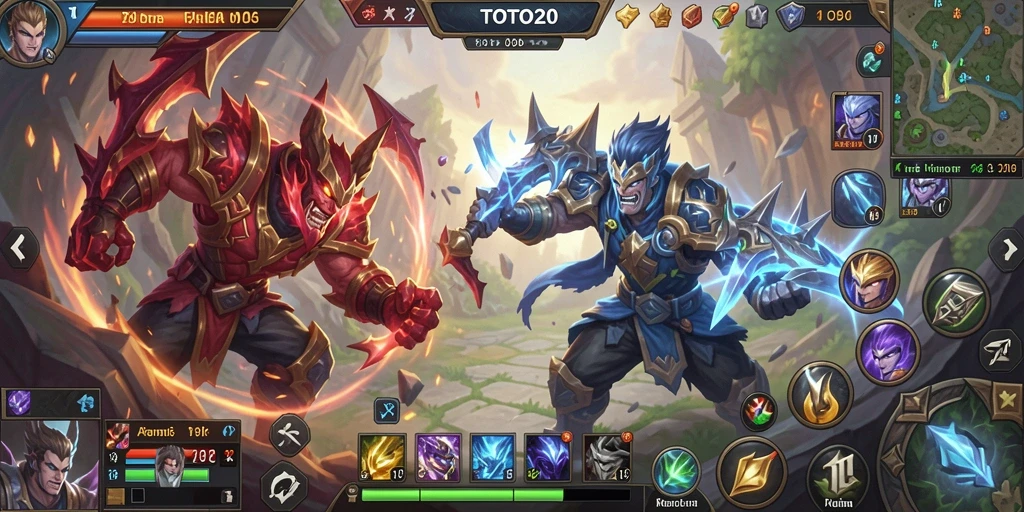 Tampilan gameplay TOTO20 dengan aksi epik di arena MOBA.